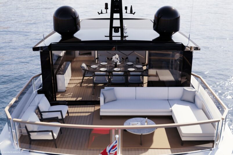 four seasons table, sofa and chairs on board sunseeker boat
