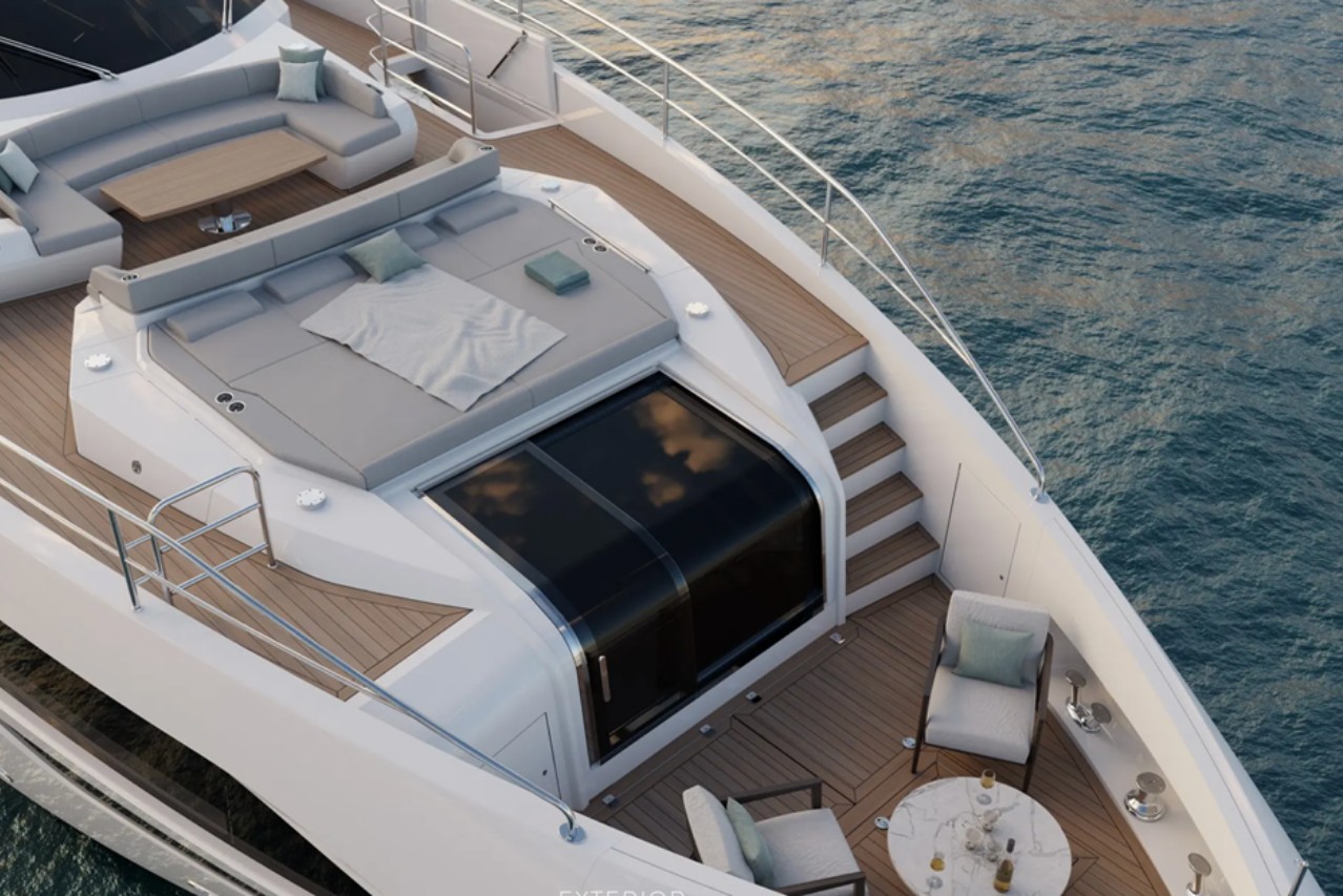 furniture set on luxury sunseeker 100 yacht at sea